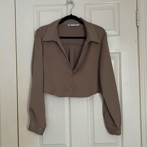 Zara Cropped Long Sleeve Top